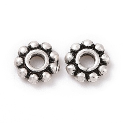 Antique Silver 925 Sterling Silver Bead Caps, Multi-petal, Antique Silver, 5x1mm, Hole: 1.5mm, about 60Pcs/10g