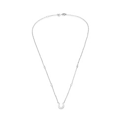Silver TINYSAND 925 Sterling Silver CZ Rhinestone Letter U Initial Pendant Necklaces, with Cable Chain and Lobster Claw Clasps, Silver, 18 inch