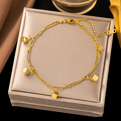 Cube Браслеты из сплава нержавеющей стали с подвесками, украшения для женщин, золотые, кубические, 8-1/4 дюйм (210 мм)