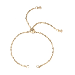 Золотой 304 изготовление браслета-слайдера из нержавеющей стали в стиле «сингапур», с латунной бисера, золотые, 9-5/8 дюйм (24.5 см)