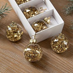 Gold Glass Pendants, for Party Decoration, Round, Gold, 40mm, 6pcs/set