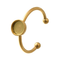 Золотой 304 компоненты открытого кольца манжеты из нержавеющей стали, настройка кольца колодки, плоско-круглые, золотые, 9.5 мм, регулируемый, лоток : 8.5 мм