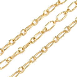 Золотой Латунные овальные звенья цепи, пайки, без кадмия, без никеля и без свинца, с катушкой, золотые, 7.5x4x0.7 мм, около 32.81 футов (10 м) / рулон