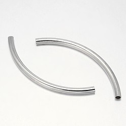 Платина Изогнутые бисера латунной трубки, покрытие баррель, платина, 50x3 мм, отверстие : 2 мм
