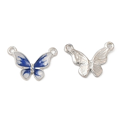 Платина Прелести сплава Rhinestone, с эмалью, очарование бабочки, платина, 12x6.5x1.5 мм, отверстие : 1 мм