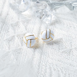 Volleyball 304 из нержавеющей стали серьги, с эмалью, серия мячей, золотые, волейбол, 10 мм