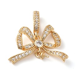 Настоящее золото 18K Латунь с дужками из бисера из кубического циркония, без кадмия, без никеля и без свинца, бантом, реальный 18 k позолоченный, 24x25x8 мм, отверстие : 4 мм