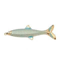 Fish 304 émail en acier inoxydable gros pendentifs, placage ionique (ip), or, charmes de poissons, 64x21x3mm, Trou: 1.6mm