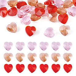 (52) Непрозрачная лаванда 30 шт 3 цвета прозрачные стеклянные бусины, граненые, сердце, разноцветные, 14x14x8.5 мм, отверстие : 1 мм, 10 шт / цвет