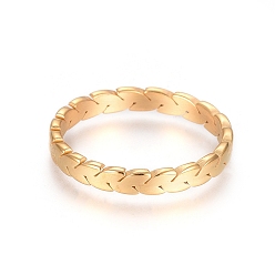 Golden Ion Plating(IP) 304 Stainless Steel Finger Rings, Cobs Pattern, Golden, Size 5~9, 15~19mm