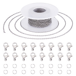 Нержавеющая Сталь Цвет Комплекты для ювелирных изделий из цепей из нержавеющей стали, устойчивых к потускнению, своими руками, цвет нержавеющей стали, 304 мм