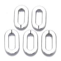 Platinum CCB Plastic Linking Rings, Quick Link Connectors, For Jewelry Paperclip Chains, Drawn Elongated Cable Chains Making, Oval, Platinum, 36.5x20.5x3.5mm, Inner Diameter: 8x24mm