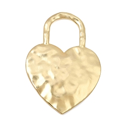Matte Gold Color Alloy Big Pendants, Hammered Heart Charms, Matte Gold Color, 81x54.5x4mm, Hole: 28x22mm