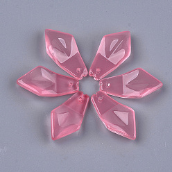 Flamingo Transparent Spray Painted Glass Pendants, Quadrilateral, Flamingo, 24.5x13x5.5mm, Hole: 1mm