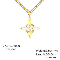 Золотой Ведьмин узел 304 полые подвески из нержавеющей стали для женщин, золотые, 19.69 дюйм (50 см), Кулон : 27.3x24.6 мм