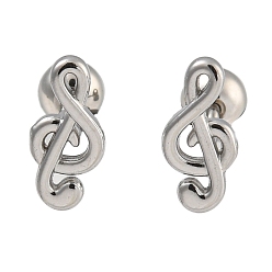 Musical Note 304 серьги из нержавеющей стали для хряща, цвет нержавеющей стали, музыкальная нота, 9x4.5 мм