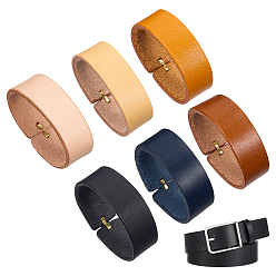 Couleur Mélangete 6 Passants de boucle en cuir de vachette, boucle de ceinture, ovale, 1 outils en cuir pc, perforatrice en cuir, couleur mixte, 100x15x2mm