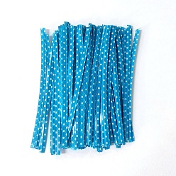 Синий Крафт-бумажные галстуки, с проволочными стяжками, для украшения подарочной упаковки, свадебные украшения, полька точка рисунок, синие, 100x4 мм, 100 шт / пакет