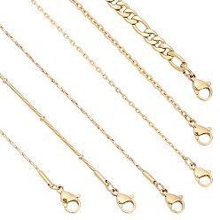 Golden 304 Stainless Steel Chain Necklace, with Lobster Claw Clasp, Golden, 6pcs/box
