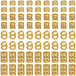 Golden 3 Bags Alloy Dreadlocks Beads, Braiding Hair Pendants Decoration Clips, Golden, 6~10x8.5~10mm, Inner Diameter: 7.5~8mm, 40Pcs/bag