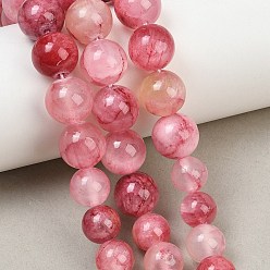 Cerise Natural Green Jade Graduated Beads Strands, Dyed, Smooth Round, Cerise, 6~12mm, Hole: 1~1.4mm, about 53pcs/strand, 17.32''(44cm)