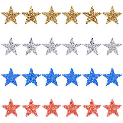 (52) Непрозрачная лаванда 24шт. 4 цветов, стразы в форме звезды, нашивки, приклеиваемые утюгом, аксессуары для костюма, швейные украшения, на день независимости, разноцветные, 35x37x2.5 мм, 6 шт / цвет