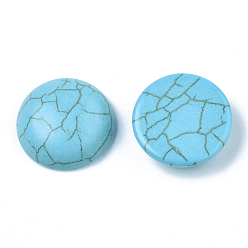 Sky Blue Synthetic Turquoise Cabochons, Dyed, Half Round/Dome, Sky Blue, 18x6mm
