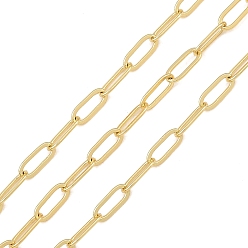 Chapado en Oro Real 18K Cadenas de clip de latón, soldada, con carrete, larga duración plateado, chapado en rack, sin plomo y el cadmio, real 18 k chapado en oro, 7x2.8x0.5 mm