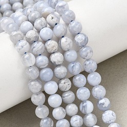 Синий Кружевый Агат Натуральный голубой кружевной агат бисер нитей, круглые, 6 мм, отверстие : 0.8 мм, около 70 шт / нитка, 15.87'' (40.3 см)