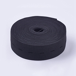 Black Buttonhole Flat Elastic Rubber Cord/Band, Webbing Garment Sewing Accessories, Black, 29mm, about 5.46 yards(5m)/roll