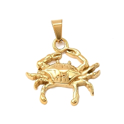 Настоящее золото 18K Краб 304 подвески из нержавеющей стали, ионное покрытие (ip), реальный 18 k позолоченный, 24.5x26x4.5 мм, отверстие : 7x3.5 мм