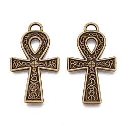 Античная Бронза Сплавочные подвески тибетского стиля, анкх крест прелести, античная бронза, 37x21x2 мм