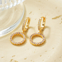 Золотой Элегантные латунные серьги-кольца с прозрачным кубическим цирконием, золотые, 27x12 мм