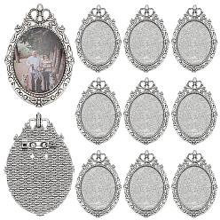 Античное Серебро 12шт. фурнитура для броши из сплава, овальные, античное серебро, 61.5x40.5 мм, Тей: 40x30 мм, 12 шт / комплект