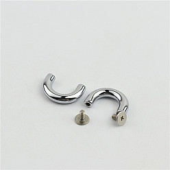 Silver Zinc Alloy Metal Buckle U Rings, with Screw, for Handbag Strap Hangers Hardware Accessories, Silver, 24x16x5mm, Hole: 2.5mm