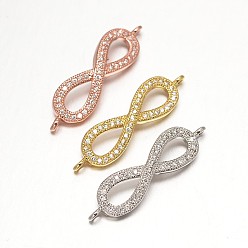 (52) Непрозрачная лаванда Латунные микро проложить класса AAA кубического циркония ссылки, бесконечность, без кадмия, без никеля и без свинца, разноцветные, 7x27x2.5 мм, отверстие : 1 мм