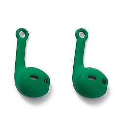 Green Baking Paint Zinc Alloy Pendants, Headset, Green, 21x9x6mm, Hole: 1.8mm