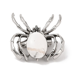 Говлит Броши из натурального хаулита, со сплавочной фурнитурой, паук, античное серебро, 37x34x8 мм