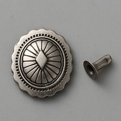Oval Легкие декоративные заклепки, для кошелька сумка обувь панк-рок кожаный ремесленный ремень для одежды, металлический черный , овальные, 19.5x17x4 мм, отверстие : 2.5 мм