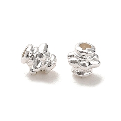Argent Perles en alliage plaqué longue durée, fleur, argenterie, 4x4x4mm, Trou: 1.4mm