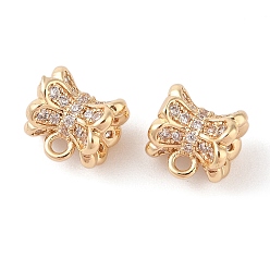 Золотой Латунные бусины из прозрачного кубического циркония, с петлями, золотые, 8x8x7 мм, отверстие : 1.4 мм