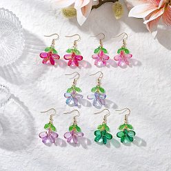 (52) Непрозрачная лаванда 304 серьги с подвесками из стекла из нержавеющей стали, цветок, золотые, разноцветные, 45x24 мм