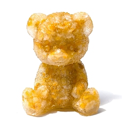 Топаз Нефрит Украшения для скульптуры медведя из оргонита, с натуральными топазовыми нефритовыми чипсами внутри для украшения стола домашнего офиса, 52x62 мм