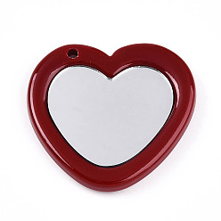 (123L) Белый крем непрозрачный блеск Акриловые подвески, с акриловой зеркальной поверхностью, сердце, огнеупорный кирпич, 49x52x6.5 мм, отверстие : 3.2 мм