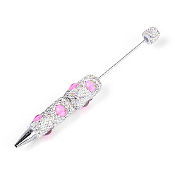 Peach Шариковая ручка с паве из смолы и полимерной глины со стразами, железная ручка из бисера, для индивидуальной ручки с ювелирными бусинами, персик, 147.5~151x15~20 мм