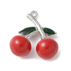 Платина Латунь эмаль подвески, стойки покрытие, долговечный, вишневое очарование, платина, 21x19x9 мм, отверстие : 1.5 мм