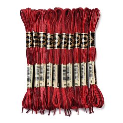 Rouge Foncé 10 écheveaux 6 fil à broder en polyester à plusieurs épaisseurs, fils de point de croix, segment teint, rouge foncé, 0.5mm, environ 8.75 yards (8m)/écheveau
