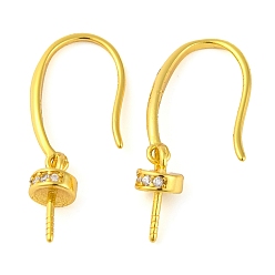 Настоящее золото 18K 925 серьги-крючки из стерлингового серебра с микропаве из прозрачного кубического циркония, реальный 18 k позолоченный, 24x9 мм, штифты : 0.7 мм