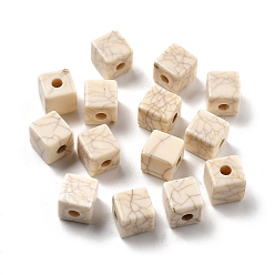 Бланшированный Миндаль Хрустящие непрозрачные акриловые бусины, имитация бирюзовый, кубические, бланшированный миндаль, 7.5x7.5x8 мм, отверстие : 2.5 мм