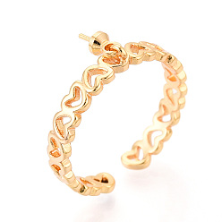 Настоящее золото 18K Закрепка колец-шпилек в форме сердца из латуни и эмали, регулируемые настройки колец для полупросверленных бусин, без кадмия, без никеля и без свинца, реальный 18 k позолоченный, 3.5 мм, регулируемый, штифты : 0.6 мм